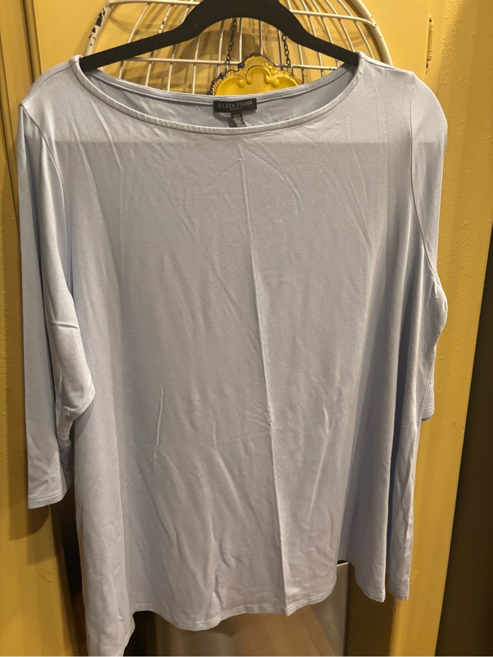 Eileen Fisher Pale Blue 3/4 Sleeve Boatneck Tunic - Picture 1 of 6